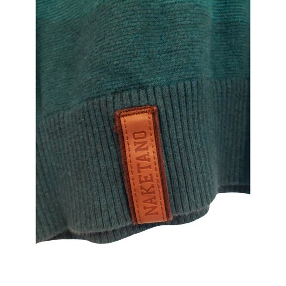 Naketano Men's Jumper Teal Blue Stipe Cotton Crew Neck Sweater XL - Picture 3 of 8